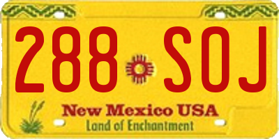 NM license plate 288SOJ