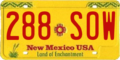 NM license plate 288SOW