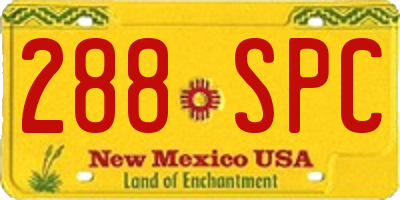 NM license plate 288SPC