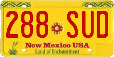 NM license plate 288SUD