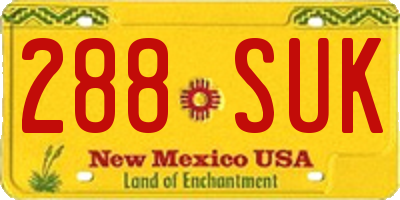 NM license plate 288SUK