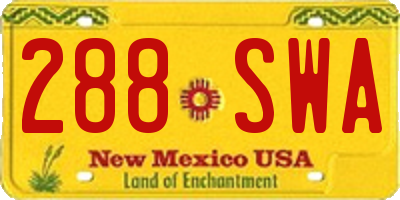 NM license plate 288SWA