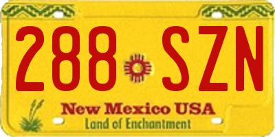 NM license plate 288SZN