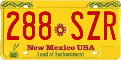 NM license plate 288SZR