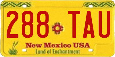 NM license plate 288TAU