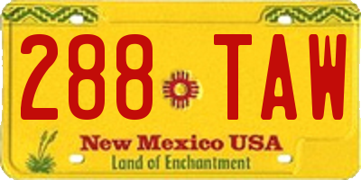 NM license plate 288TAW