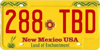 NM license plate 288TBD