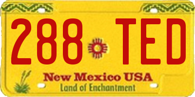 NM license plate 288TED