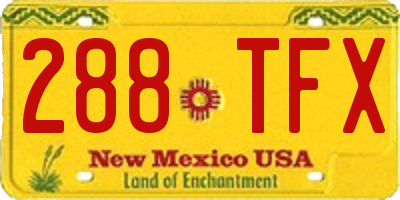 NM license plate 288TFX