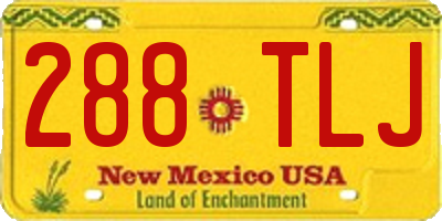NM license plate 288TLJ