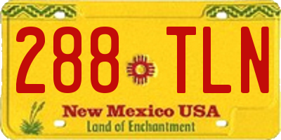 NM license plate 288TLN