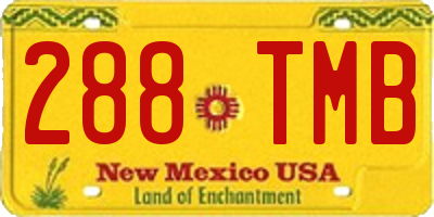NM license plate 288TMB