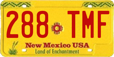 NM license plate 288TMF