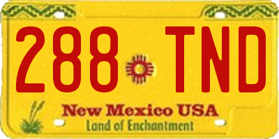 NM license plate 288TND