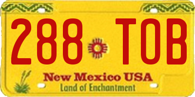 NM license plate 288TOB