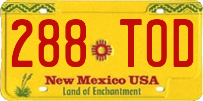 NM license plate 288TOD