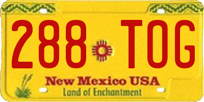 NM license plate 288TOG