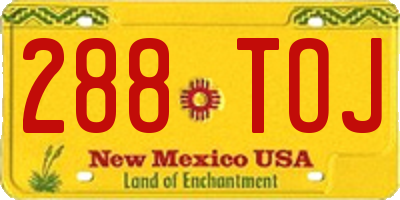 NM license plate 288TOJ