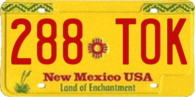 NM license plate 288TOK