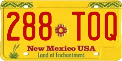 NM license plate 288TOQ