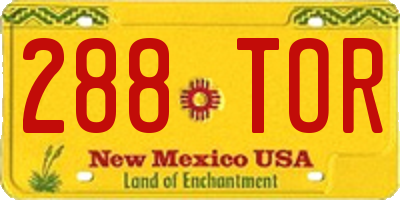 NM license plate 288TOR