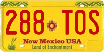 NM license plate 288TOS