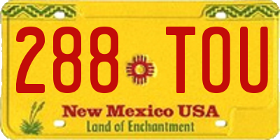 NM license plate 288TOU