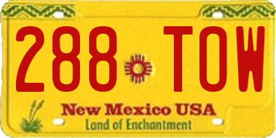 NM license plate 288TOW