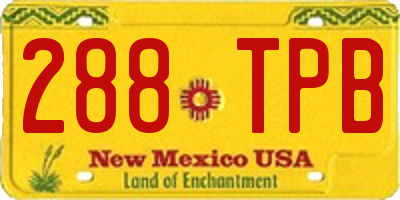 NM license plate 288TPB
