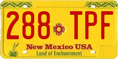 NM license plate 288TPF