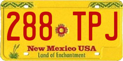 NM license plate 288TPJ