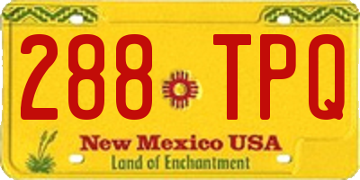 NM license plate 288TPQ