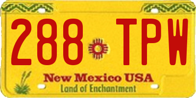 NM license plate 288TPW