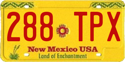 NM license plate 288TPX
