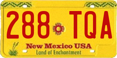NM license plate 288TQA