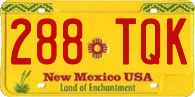 NM license plate 288TQK