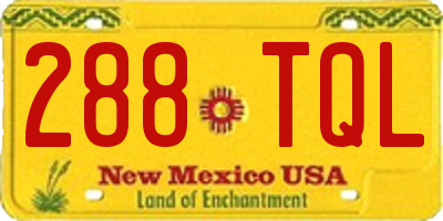 NM license plate 288TQL