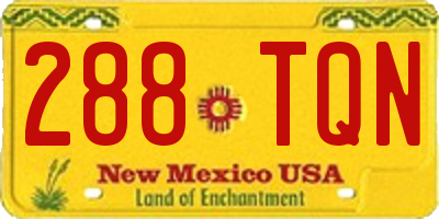 NM license plate 288TQN