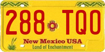 NM license plate 288TQO