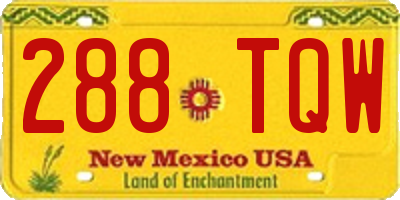 NM license plate 288TQW