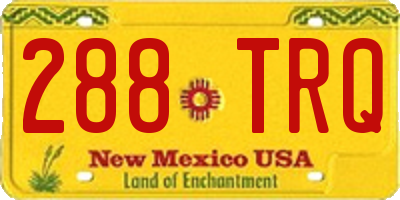 NM license plate 288TRQ