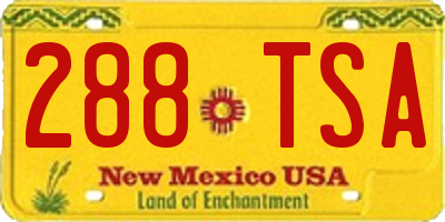 NM license plate 288TSA