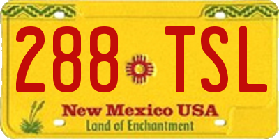 NM license plate 288TSL