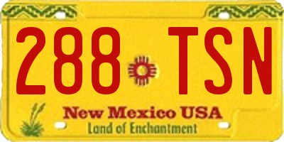 NM license plate 288TSN