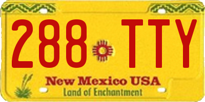 NM license plate 288TTY