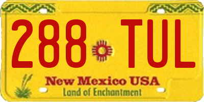 NM license plate 288TUL