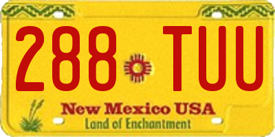 NM license plate 288TUU