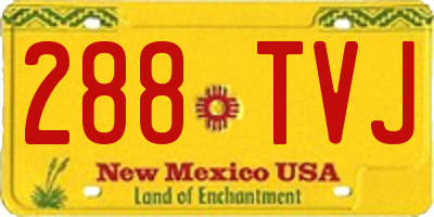 NM license plate 288TVJ