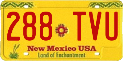 NM license plate 288TVU