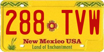 NM license plate 288TVW